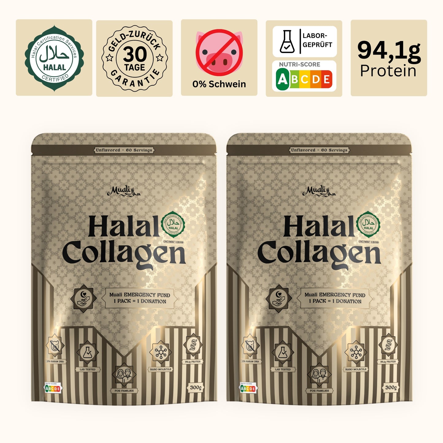 Halal Collagen Hydrolysiert | Grass-Fed | 2 Stück Bundle