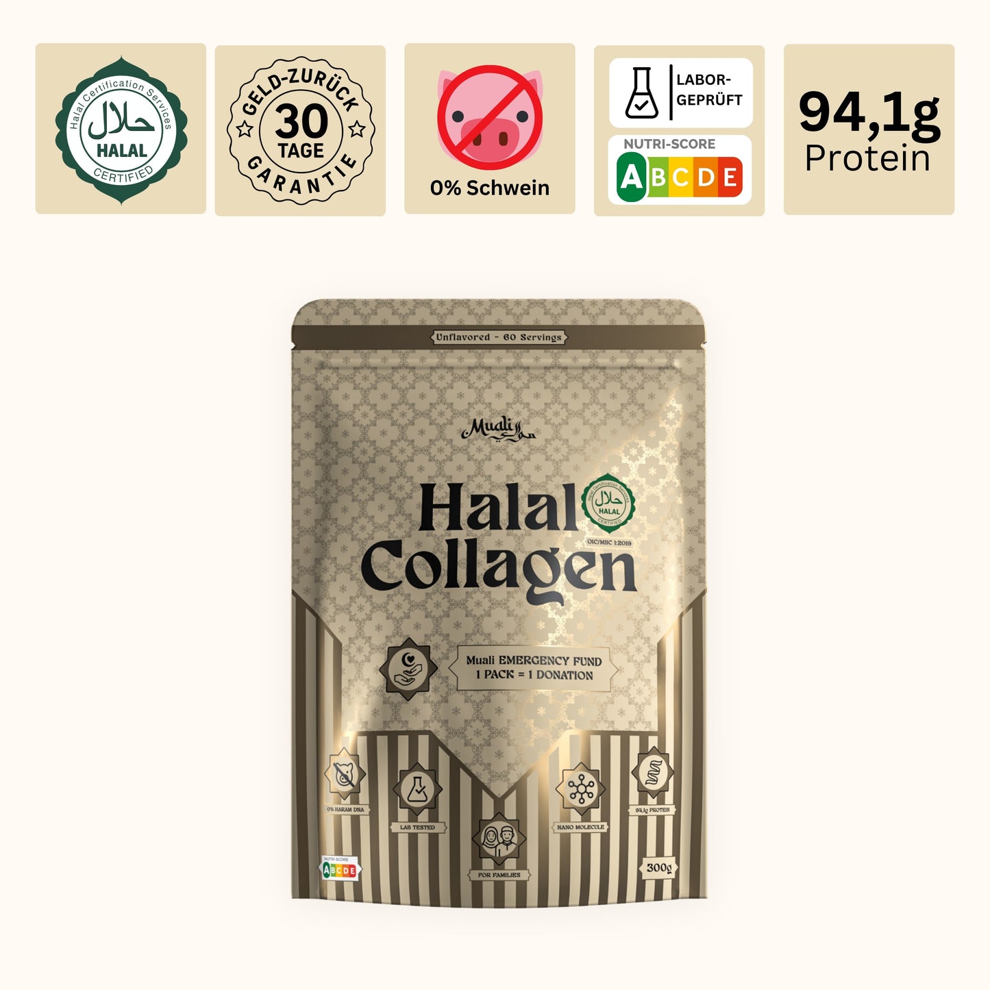 Halal Collagen Hydrolysiert | Grass-Fed | 1 Stück