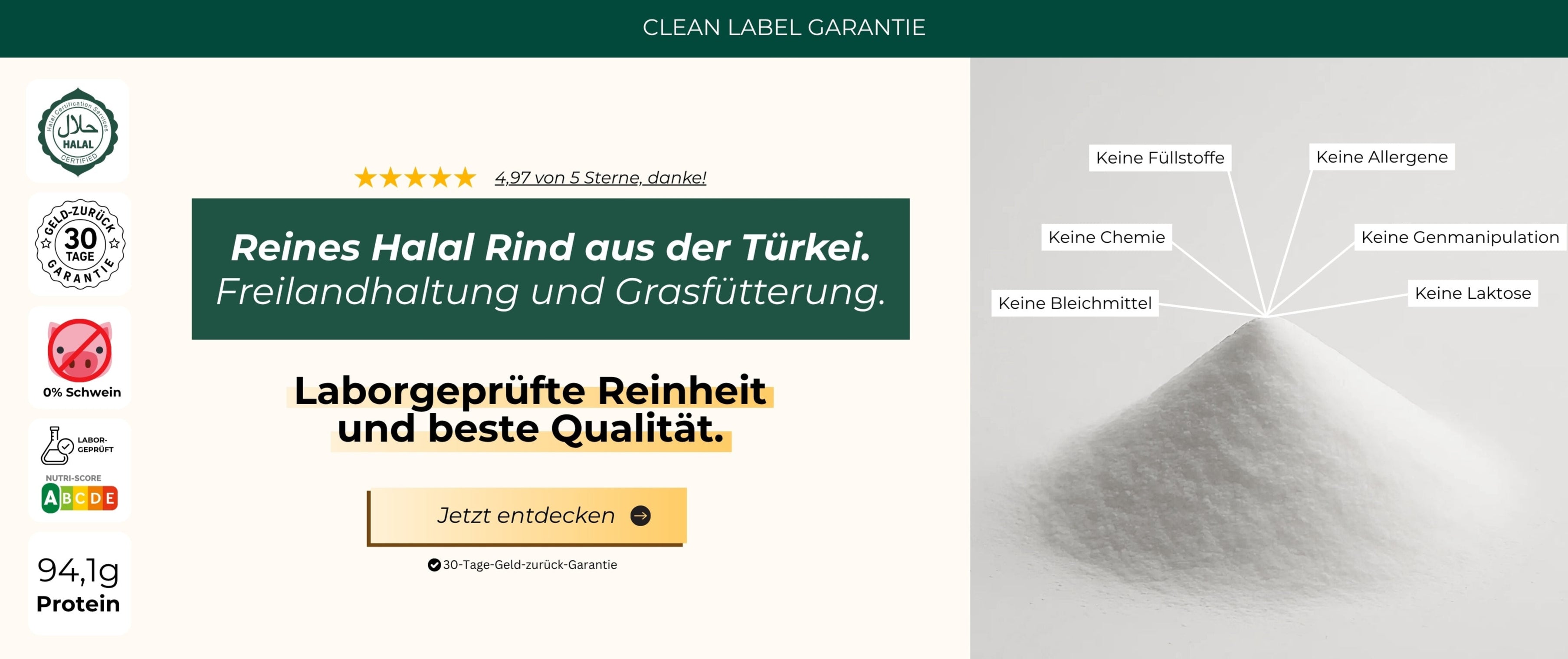 Laborgeprüfte Reinheit und beste Qualität.